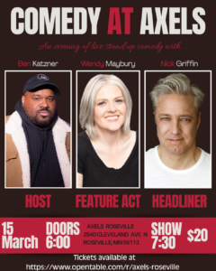 Live Comedy Night at Axels Roseville Restaurant in Twin Cities